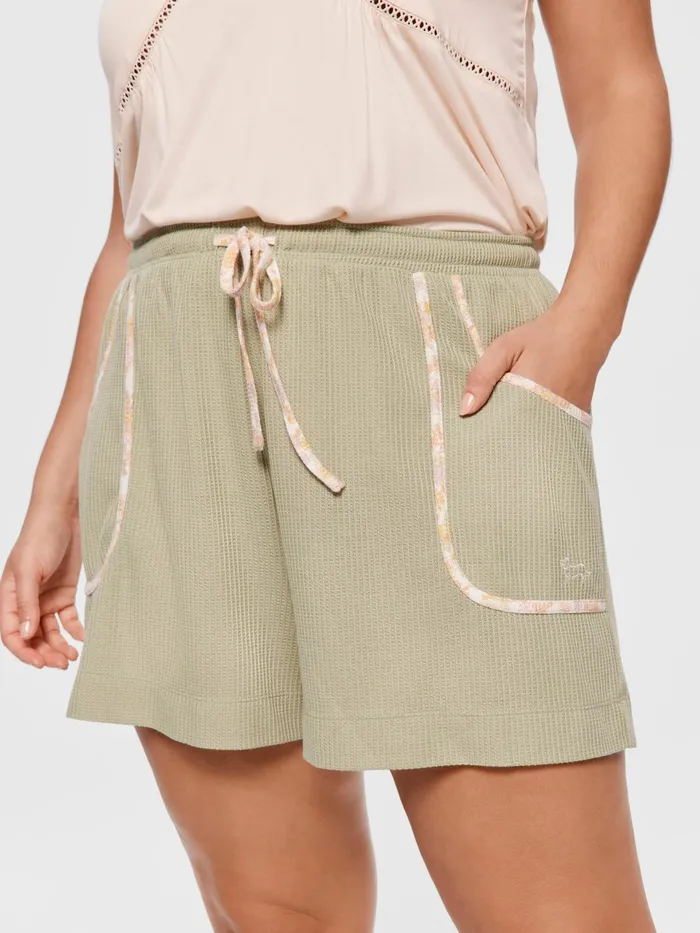 Women PA Plus Waffle Mid Short Green Peter Alexander Shorts