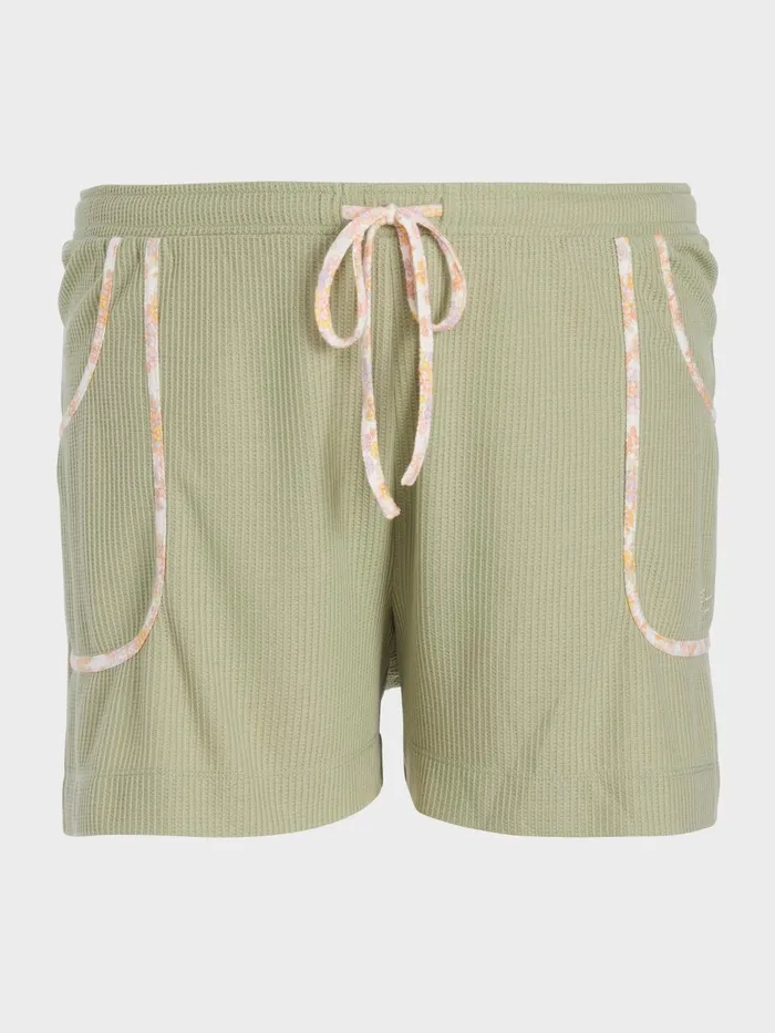 Women PA Plus Waffle Mid Short Green Peter Alexander Shorts