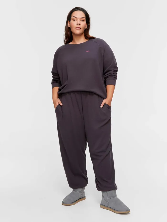 Women PA Plus Waffle Track Pj Pant Charcoal Peter Alexander Pants