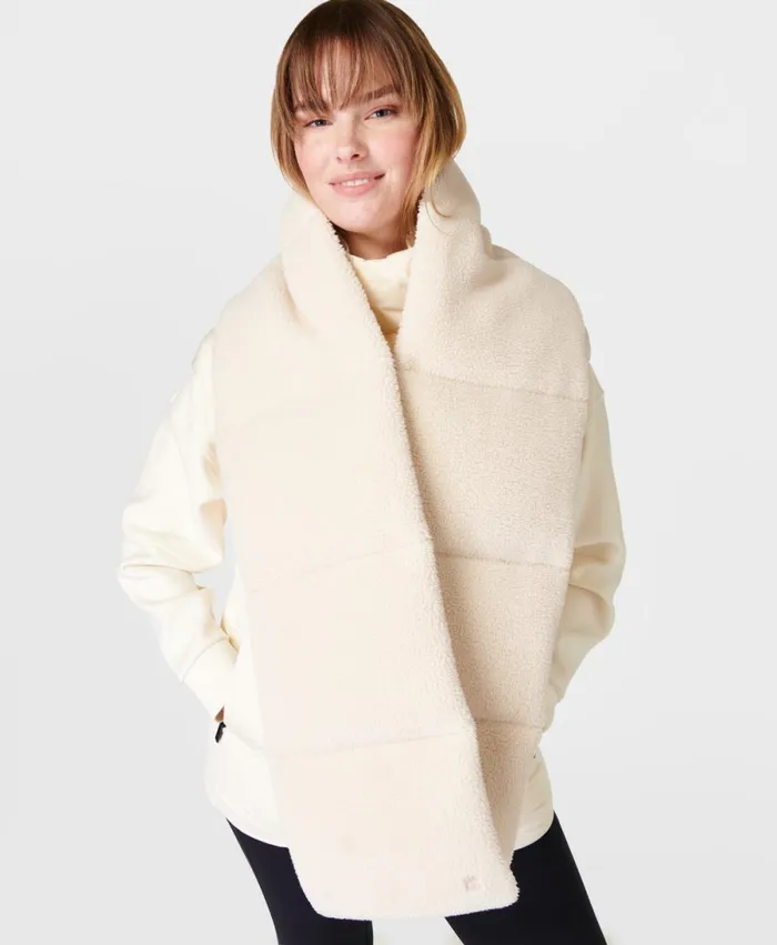 Women Padded Sherpa Scarf Studio White Sweaty Betty Hats Scarves Gloves