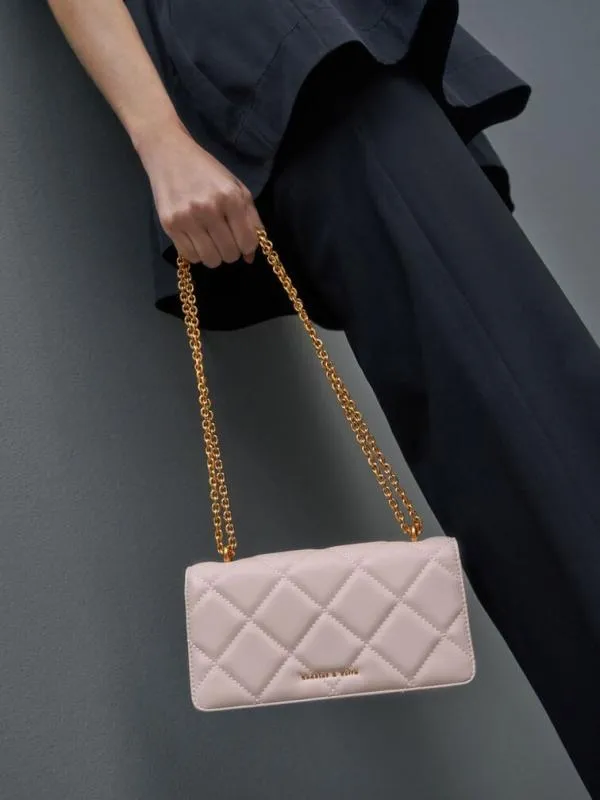 Women Paffuto Chain Handle Quilted Long Wallet 8211 Light Pink CHARLES and KEITH Long Wallets Women Paffuto Chain Handle Quilted Long Wallet 8211 Light Pink CHARLES and KEITH Long Wallets