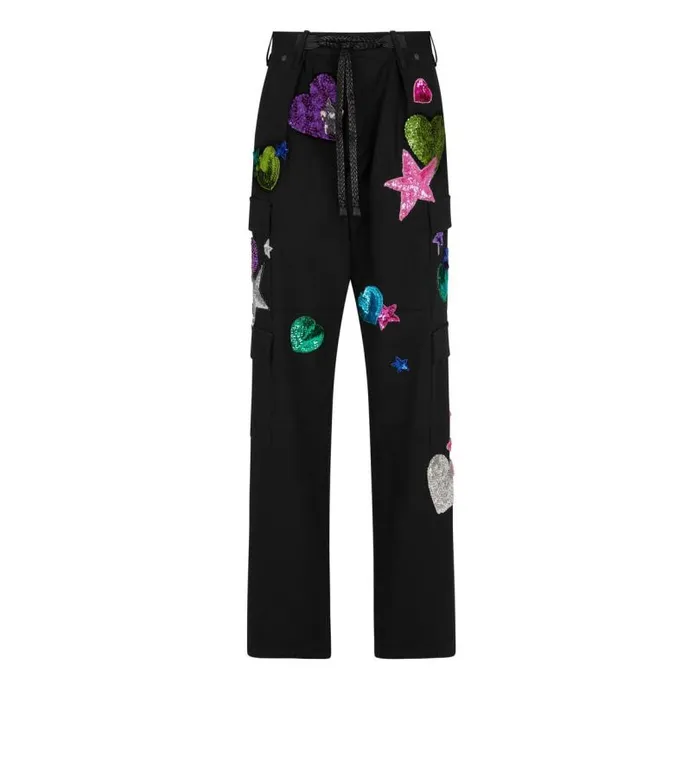 Women Pants and Shorts Tom Ford Sequin Motif Cargo Pants Black