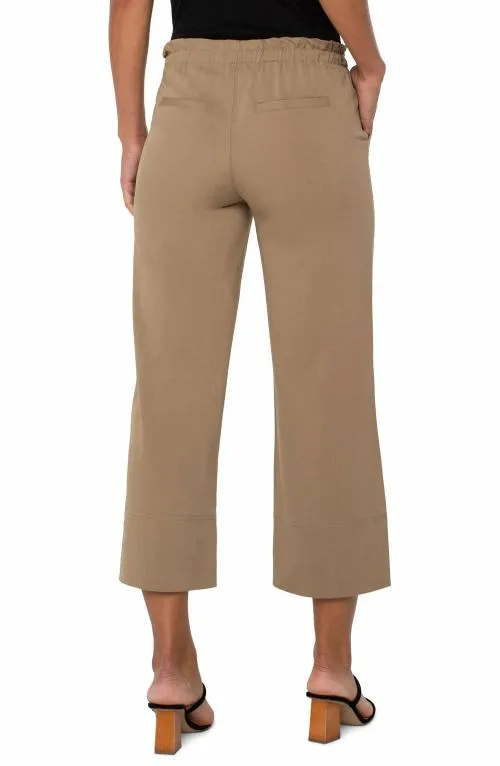 Women Pants Liverpool Los Angeles Pullon Tie Waist Wide Leg Ankle Palo Santo