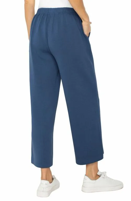 Women Pants Liverpool Los Angeles Pullon Wide Leg Crop Prussian Blue