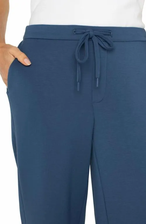 Women Pants Liverpool Los Angeles Pullon Wide Leg Crop Prussian Blue