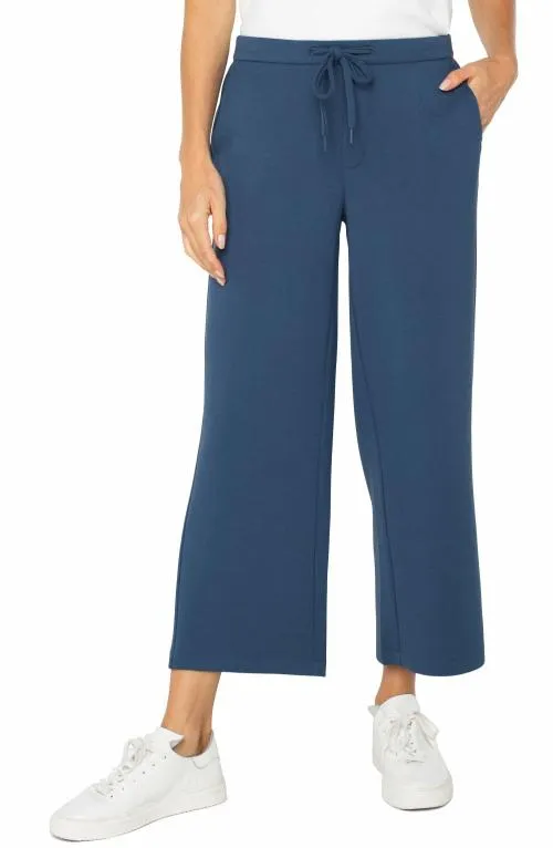 Women Pants Liverpool Los Angeles Pullon Wide Leg Crop Prussian Blue
