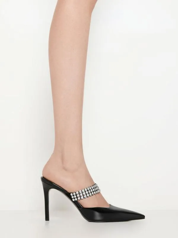 Women Patent CrystalEmbellished Heeled Mules 8211 Black Patent CHARLES and KEITH Heels