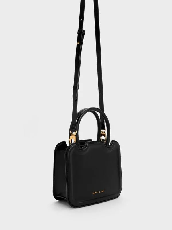 Women Perline Sculptural Top Handle Bag 8211 Black CHARLES and KEITH Top Handle Bags