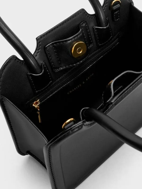 Women Perline Sculptural Top Handle Bag 8211 Black CHARLES and KEITH Top Handle Bags