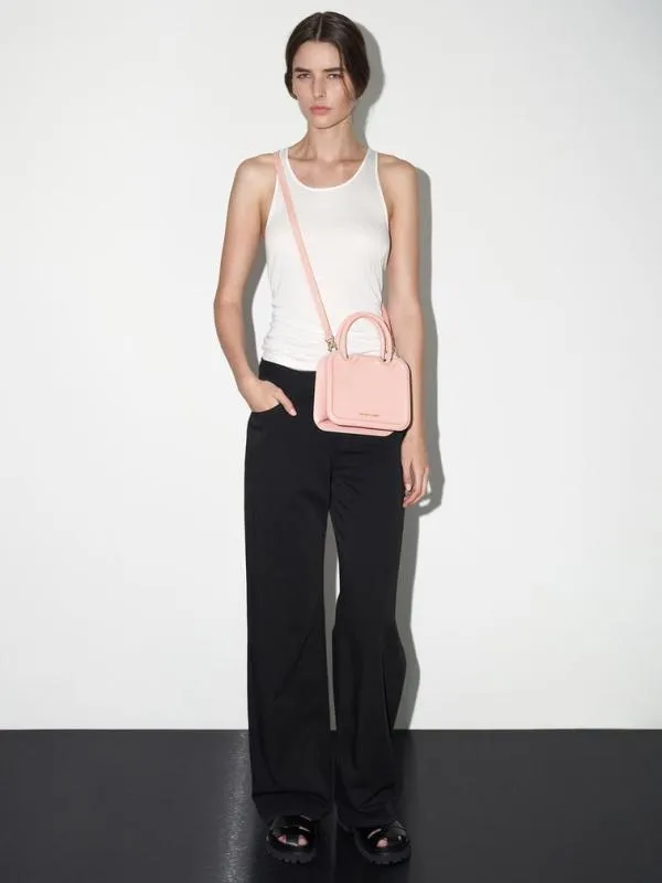 Women Perline Sculptural Top Handle Bag 8211 Pink CHARLES and KEITH Top Handle Bags