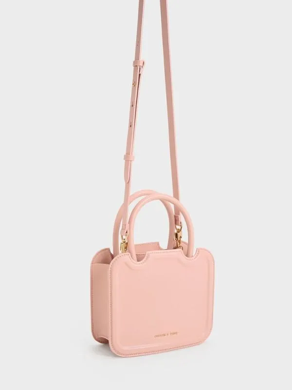 Women Perline Sculptural Top Handle Bag 8211 Pink CHARLES and KEITH Top Handle Bags