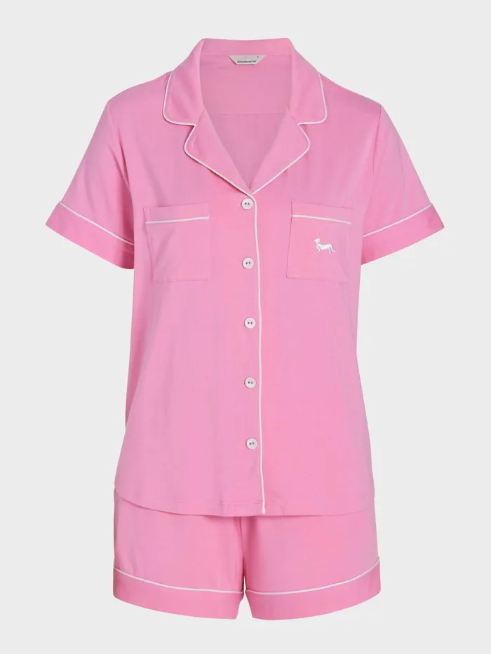 Women Pink Bamboo Shortie Pj Set Pink Peter Alexander Sets and Onesies