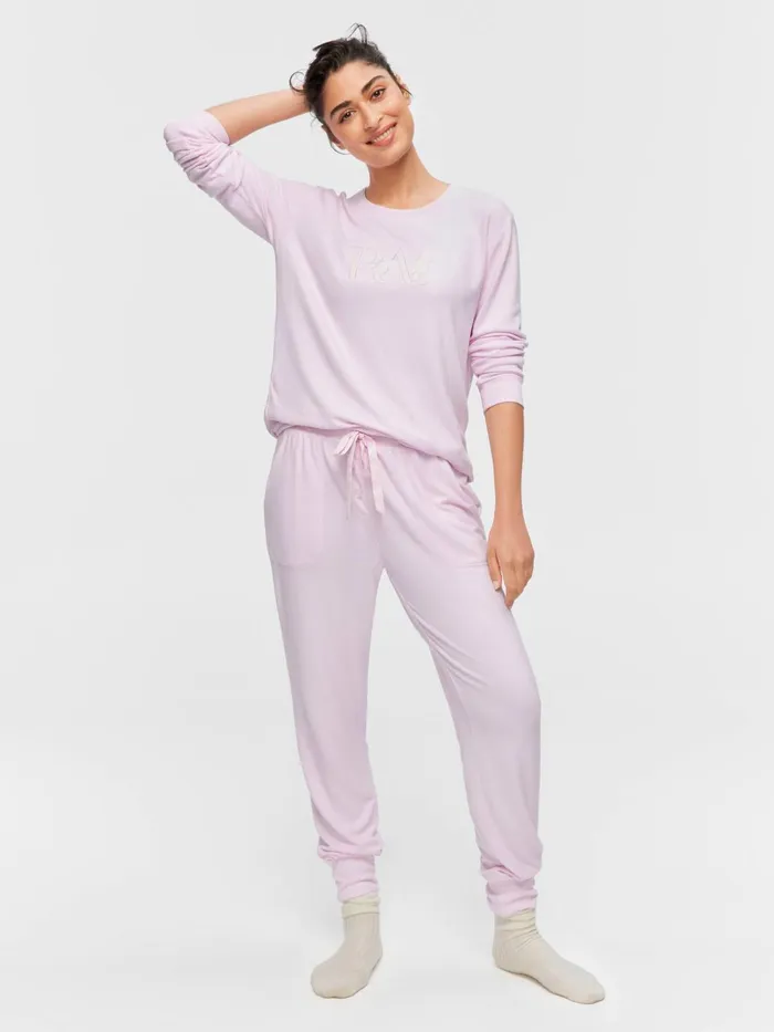 Women Pink Plush Easy Pj Pant Pink Peter Alexander Lounge