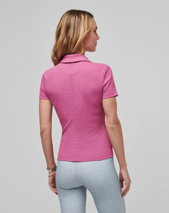 Women Polos TravisMathew MOVEKNIT VNECK POLO Red Violet