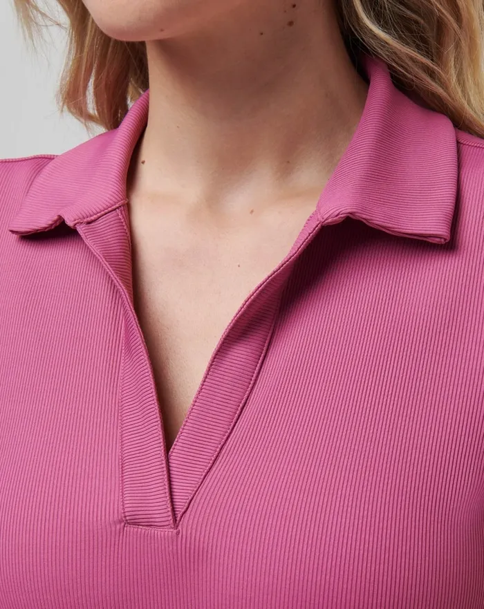 Women Polos TravisMathew MOVEKNIT VNECK POLO Red Violet