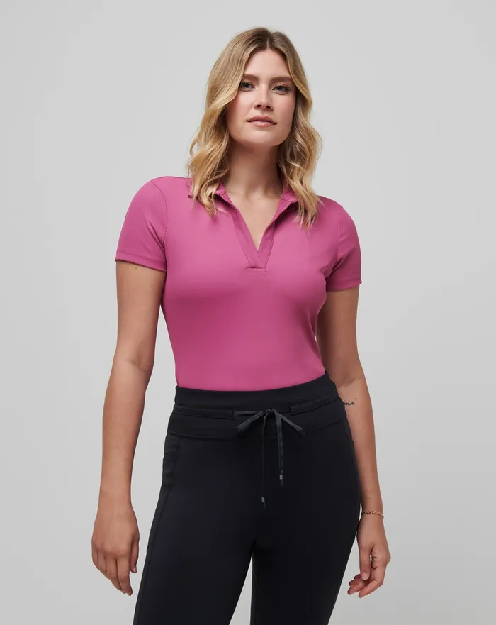 Women Polos TravisMathew MOVEKNIT VNECK POLO Red Violet