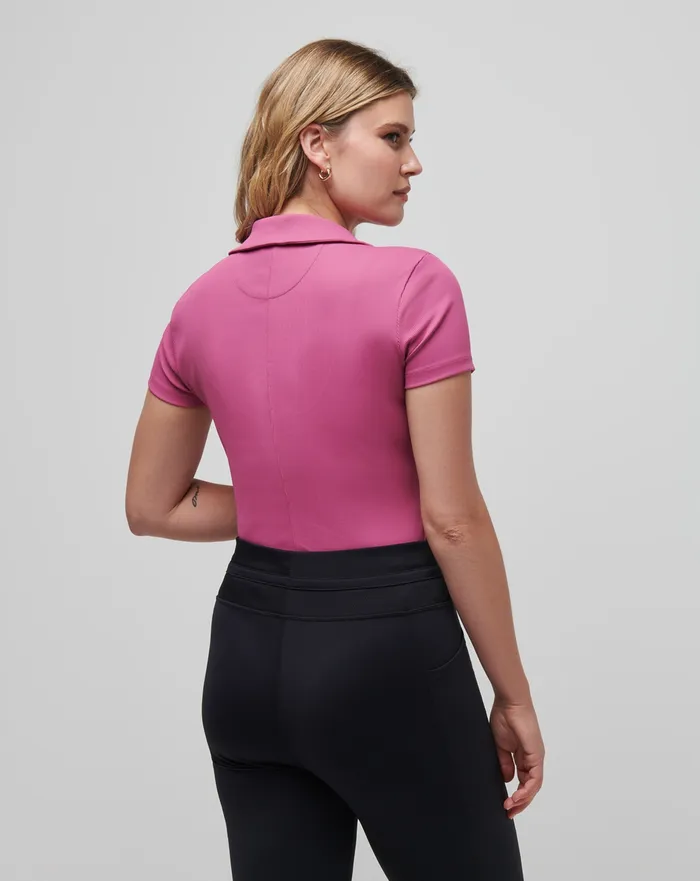 Women Polos TravisMathew MOVEKNIT VNECK POLO Red Violet