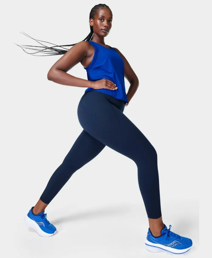Women Power 78 Gym Leggings Navy Blue Sweaty Betty Pocketed