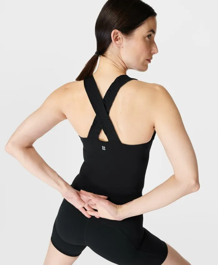 Women Power Cross Back Vest Black Sweaty Betty Vest Tops