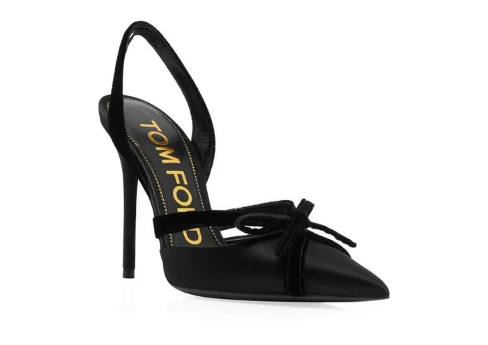 Women Pumps Tom Ford Satin And Velvet Bow Slingback Women Pumps Tom Ford Satin And Velvet Bow Slingback