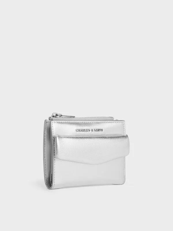 Women Rachel Metallic FrontPocket TopZip Wallet 8211 Silver CHARLES and KEITH Small Wallets
