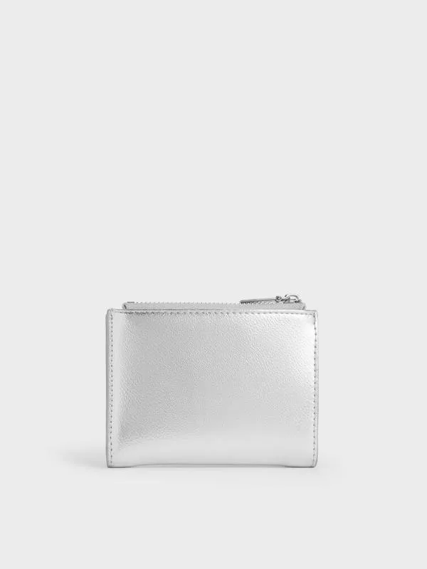 Women Rachel Metallic FrontPocket TopZip Wallet 8211 Silver CHARLES and KEITH Small Wallets