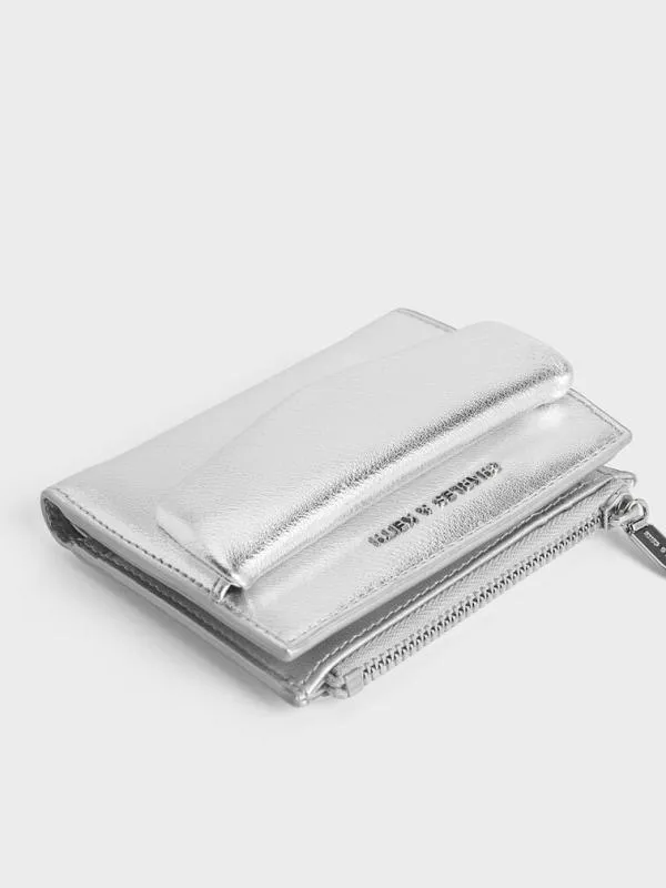 Women Rachel Metallic FrontPocket TopZip Wallet 8211 Silver CHARLES and KEITH Small Wallets
