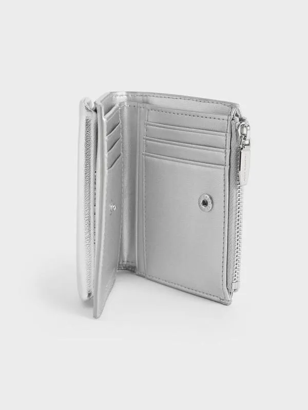 Women Rachel Metallic FrontPocket TopZip Wallet 8211 Silver CHARLES and KEITH Small Wallets