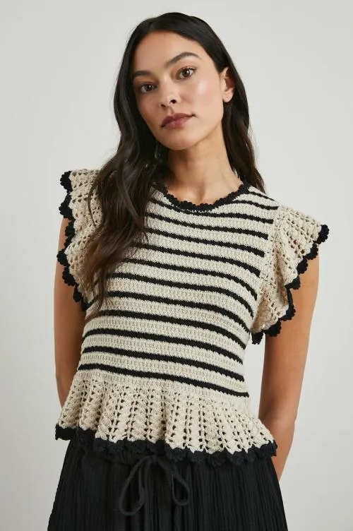 Women Rails Tops Coen Top Oatmeal Black
