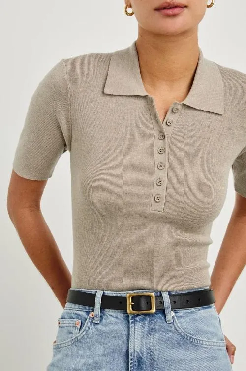 Women Rails Tops Court Polo Shirt Heather Oat