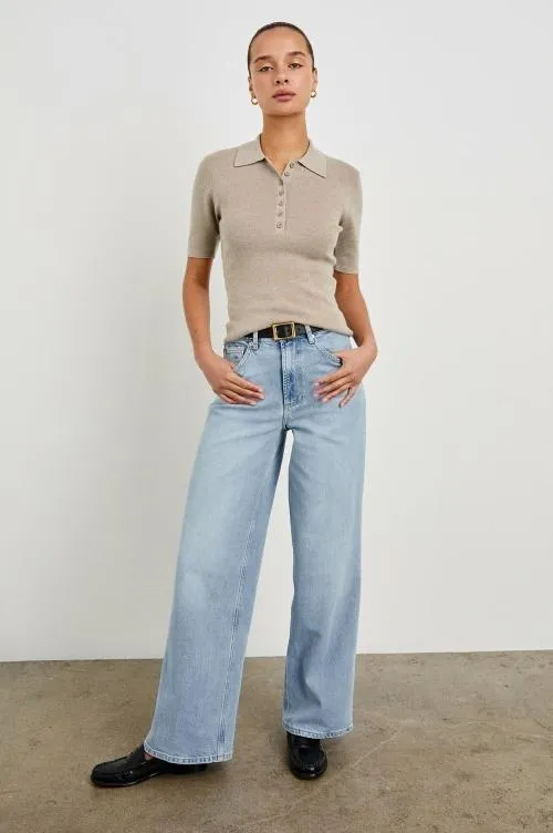 Women Rails Tops Court Polo Shirt Heather Oat