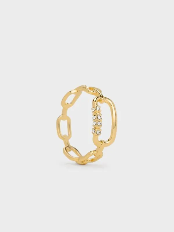 Women Reagan Crystal ChainLink Ring 8211 Gold CHARLES and KEITH Rings Women Reagan Crystal ChainLink Ring 8211 Gold CHARLES and KEITH Rings