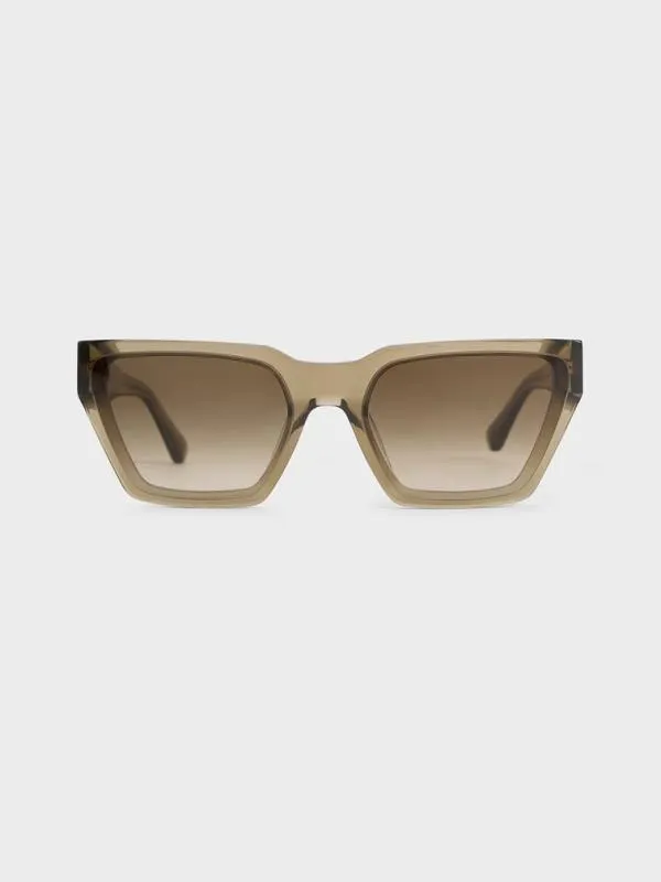 Women Recycled Acetate Angular Sunglasses 8211 Khaki CHARLES and KEITH Wayfarer Women Recycled Acetate Angular Sunglasses 8211 Khaki CHARLES and KEITH Wayfarer