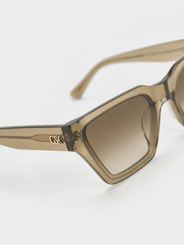 Women Recycled Acetate Angular Sunglasses 8211 Khaki CHARLES and KEITH Wayfarer