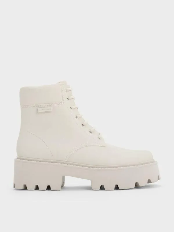 Women Ripley Ridged Sole Ankle Boots 8211 Chalk CHARLES and KEITH Boots