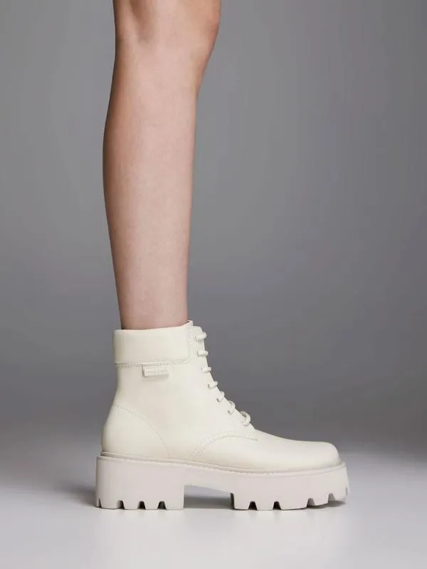 Women Ripley Ridged Sole Ankle Boots 8211 Chalk CHARLES and KEITH Boots