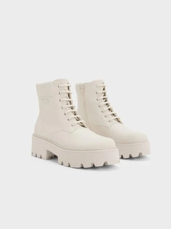 Women Ripley Ridged Sole Ankle Boots 8211 Chalk CHARLES and KEITH Boots