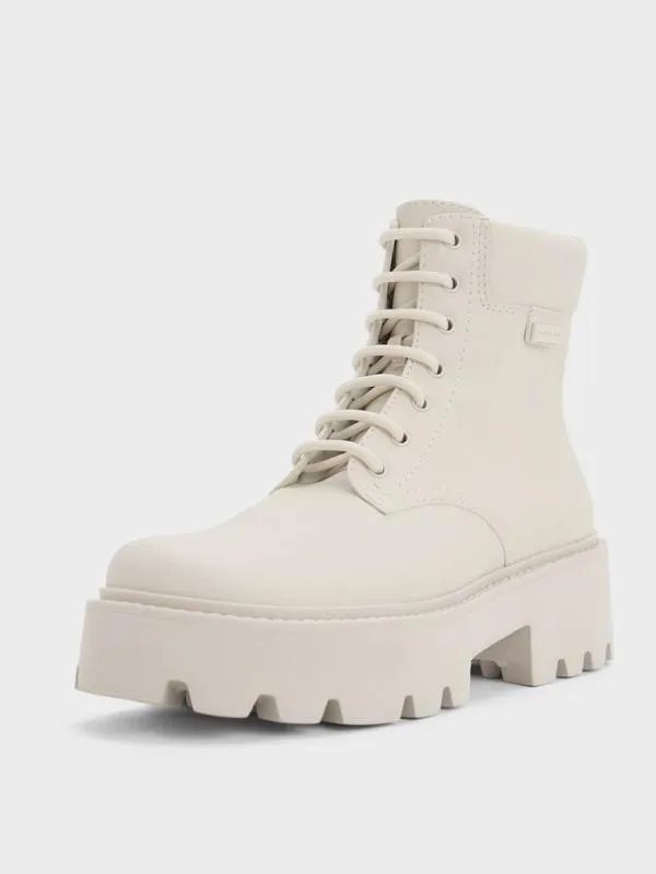 Women Ripley Ridged Sole Ankle Boots 8211 Chalk CHARLES and KEITH Boots