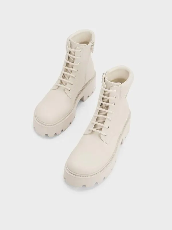 Women Ripley Ridged Sole Ankle Boots 8211 Chalk CHARLES and KEITH Boots