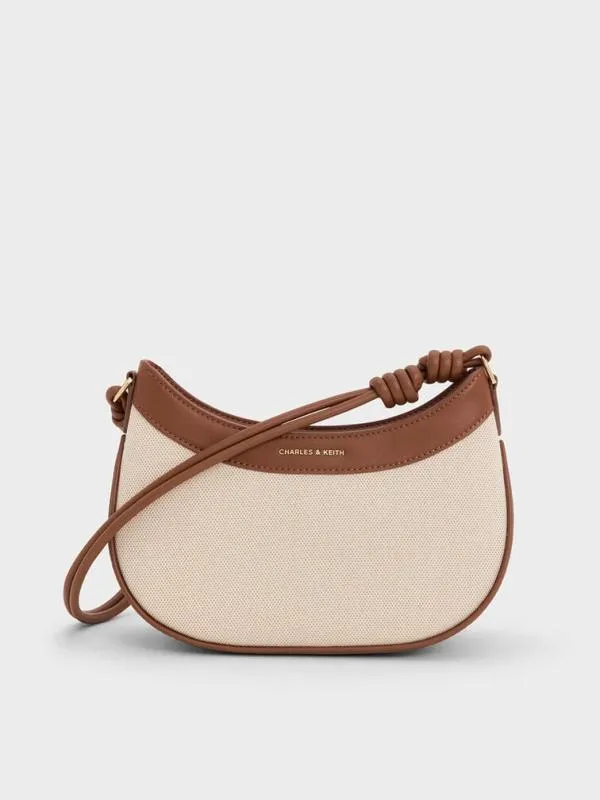 Women Sabine Canvas KnottedStrap Curved Shoulder Bag 8211 Chocolate CHARLES and KEITH Shoulder Bags Women Sabine Canvas KnottedStrap Curved Shoulder Bag 8211 Chocolate CHARLES and KEITH Shoulder Bags