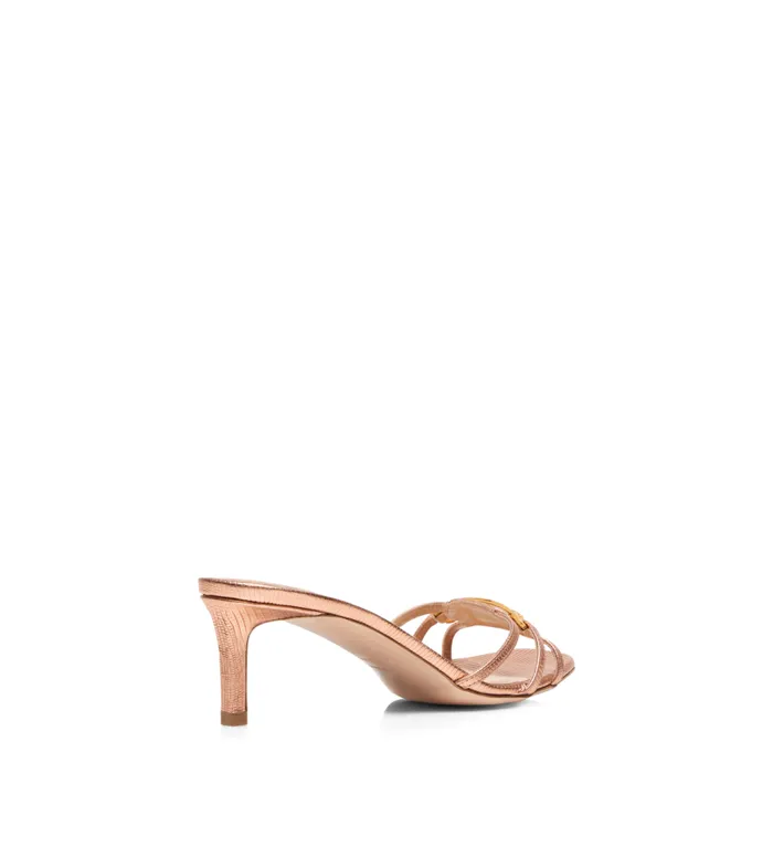 Women Sandals Tom Ford Laminated Stamped Lizard Leather Whitney Mule Rose Gold Women Sandals Tom Ford Laminated Stamped Lizard Leather Whitney Mule Rose Gold