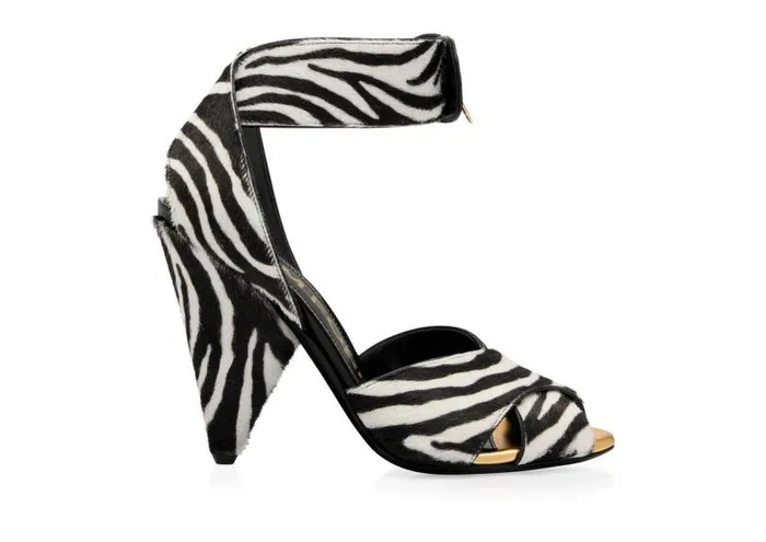 Women Sandals Tom Ford Zebra Print Calf Hair Vertigo Sandal Blackwhite
