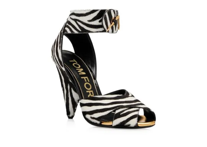 Women Sandals Tom Ford Zebra Print Calf Hair Vertigo Sandal Blackwhite Women Sandals Tom Ford Zebra Print Calf Hair Vertigo Sandal Blackwhite