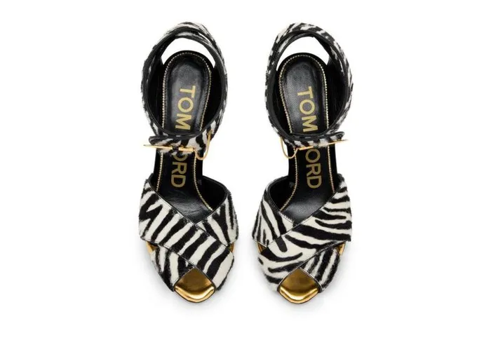 Women Sandals Tom Ford Zebra Print Calf Hair Vertigo Sandal Blackwhite Women Sandals Tom Ford Zebra Print Calf Hair Vertigo Sandal Blackwhite