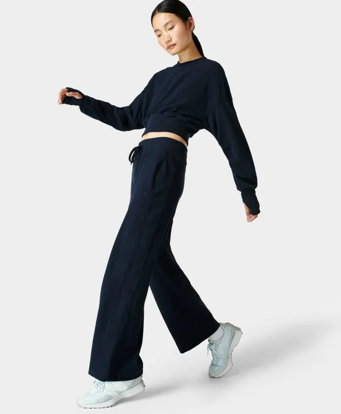 Women Serene Luxe Fleece Pant Navy Blue Sweaty Betty Trousers