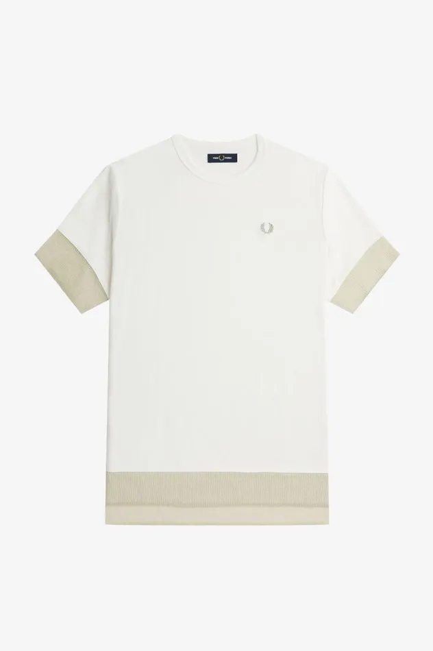 Women Sheer Trim Piqu TShirt Snow White Fred Perry TShirts and Tops