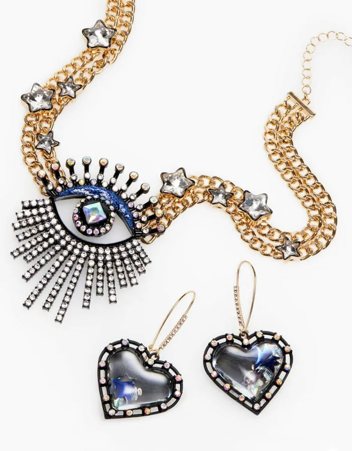 Women SHINE BRIGHT HEART HOOK EARRINGS RHINESTONE Betsey Johnson