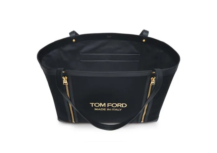 Women Shoulder Bags Tom Ford Textured Canvas T Screw Tote Black Gold Women Shoulder Bags Tom Ford Textured Canvas T Screw Tote Black Gold