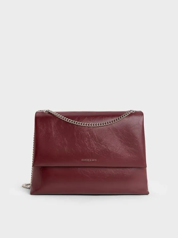 Women Sianna ChainHandle Shoulder Bag 8211 Burgundy CHARLES and KEITH Slouchy Bags Women Sianna ChainHandle Shoulder Bag 8211 Burgundy CHARLES and KEITH Slouchy Bags