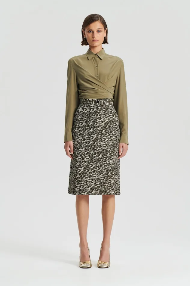Women SILK TIE FRONT SHIRT OLIVE Shirts Scanlan Theodore